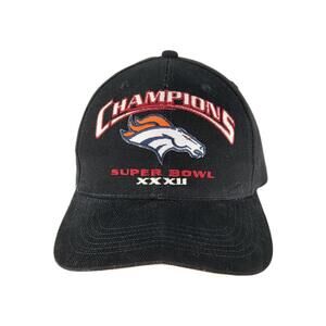 Vintage Denver Broncos Super Bowl XXXII Champions snapback hat Black Logo 7